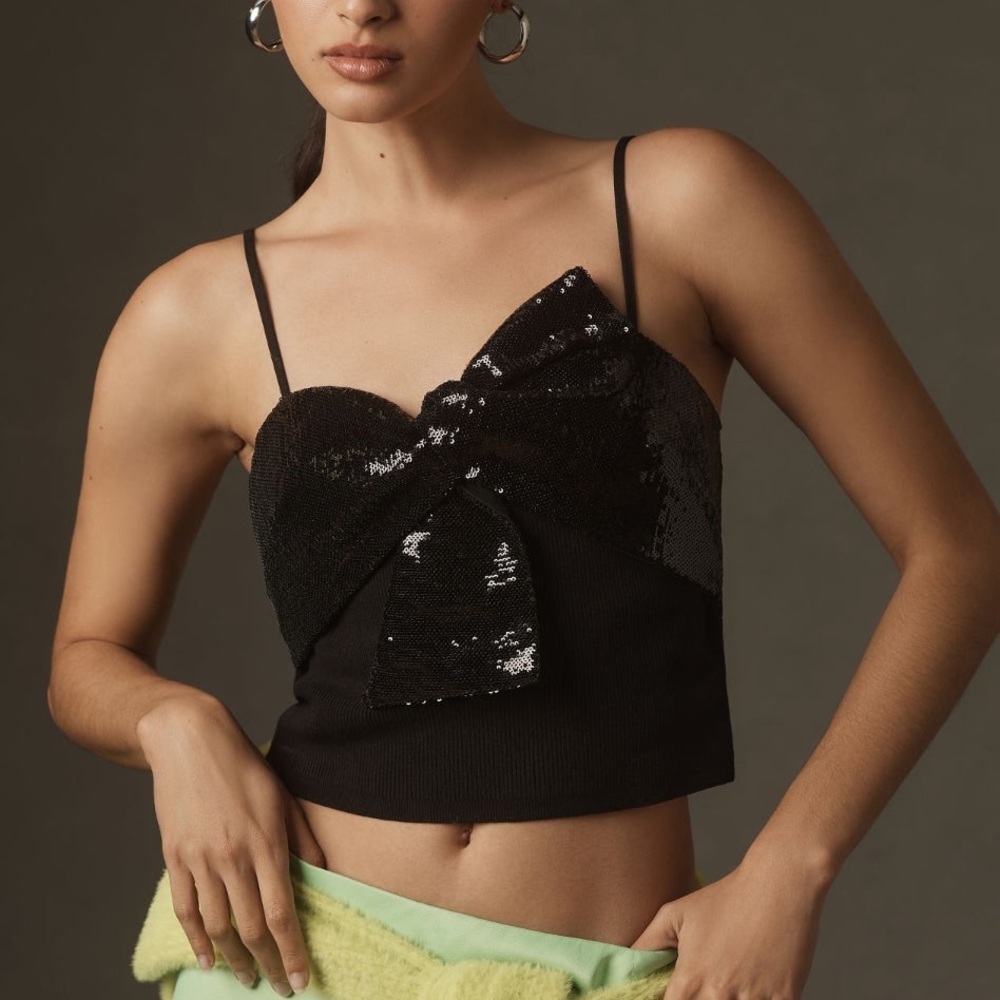 DOLAN Sequin Bow Sweater Tank